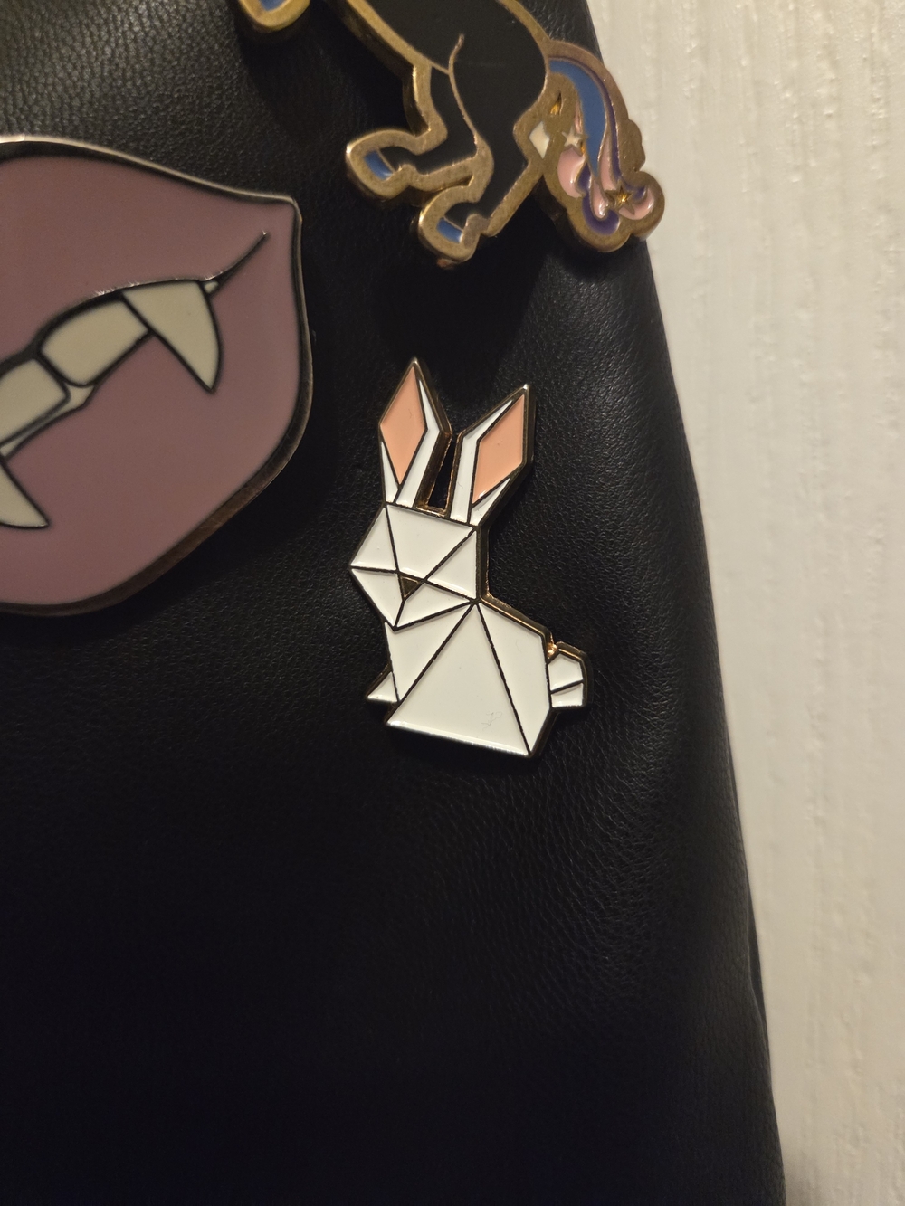 White & Pink Origami Bunny Enamel Pin